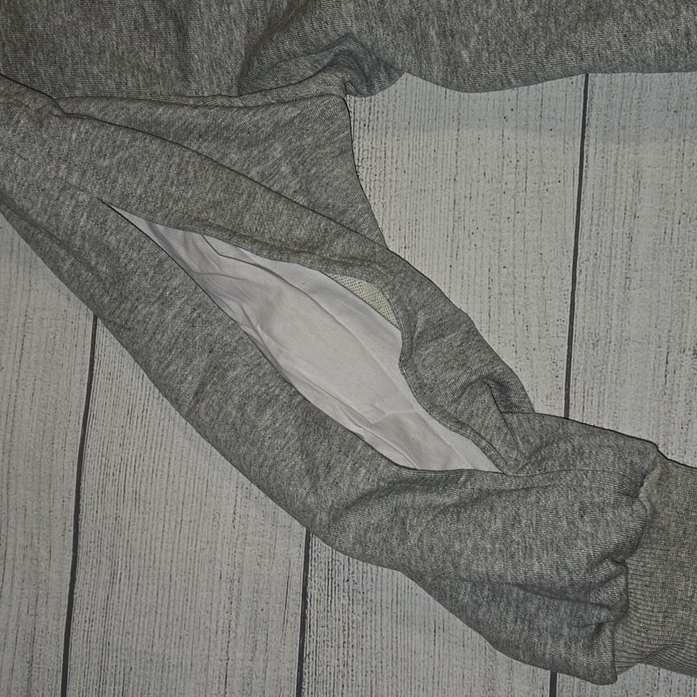 EVIDNT Women's Back Tie Crewneck Sweatshirt Gray & White Size L NWT - Picture 6 of 14